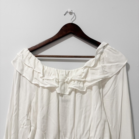 Forever 21 Womens White Puff Sleeve Ruffled Crop Blouse Size Medium NWT - Picture 8 of 9